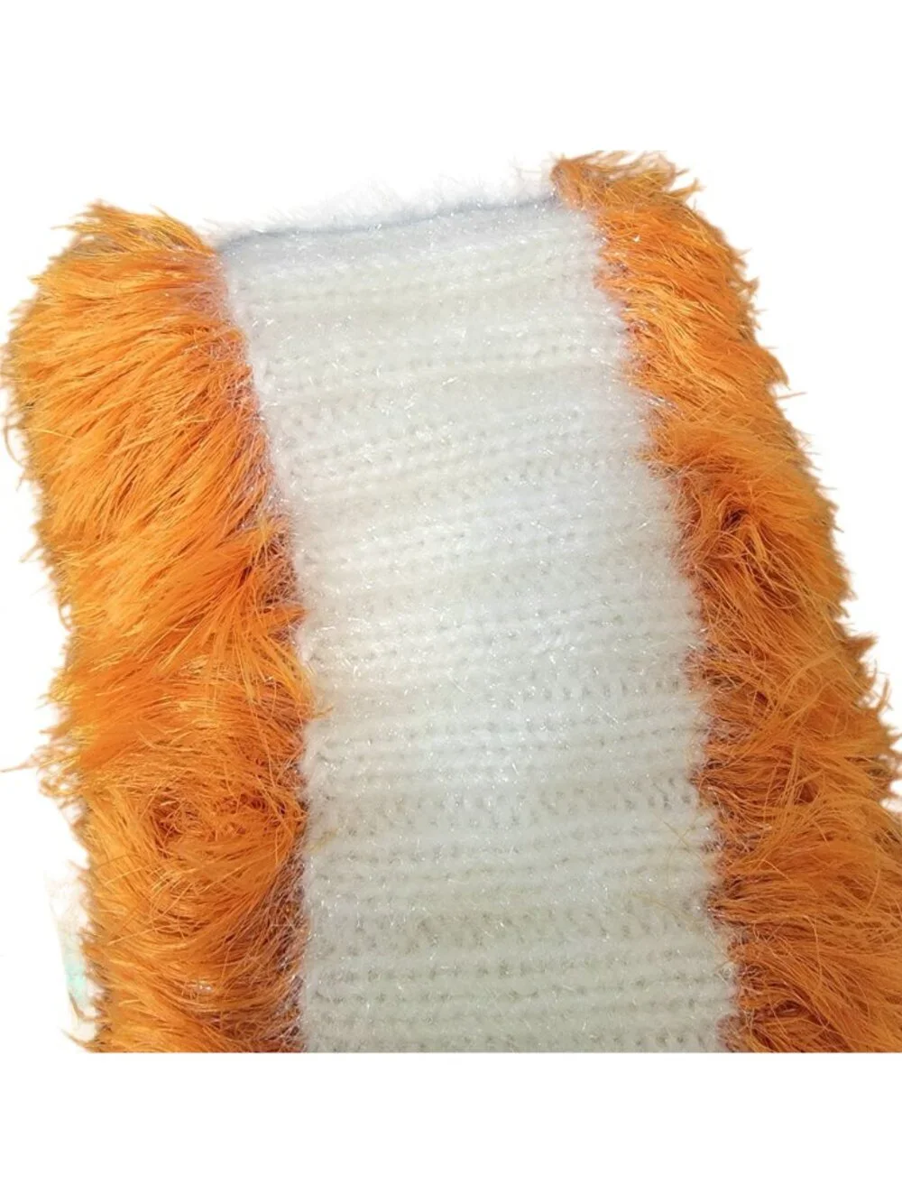 Orange Cream Fringe Cowl Women Winter Accessories Handmade Crochet Knit Scarf